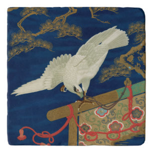 Vintage Japanese White Hawk Art G.A. Audsley Trivet