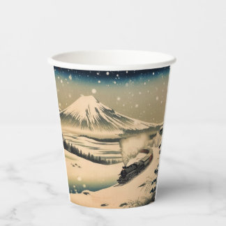 Vintage Japanese Winter Train Paper Cups