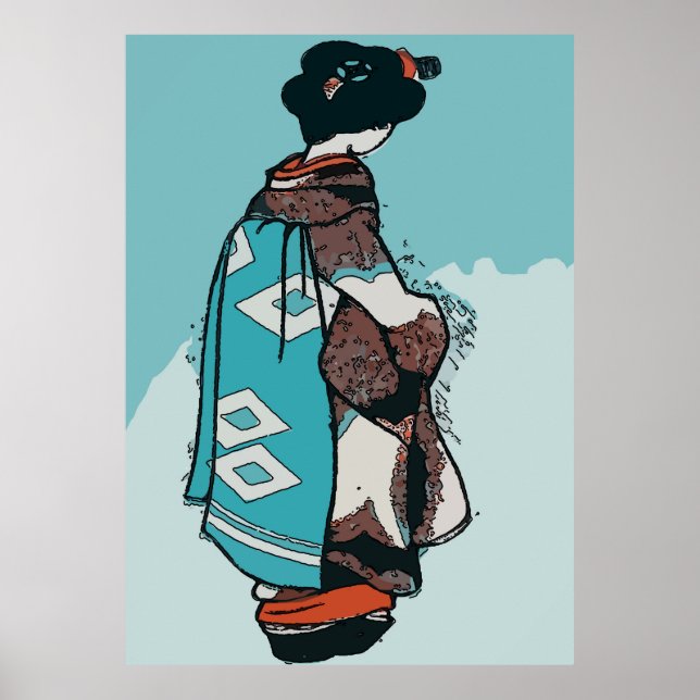 Vintage Japanese Woman, add text Poster (Front)