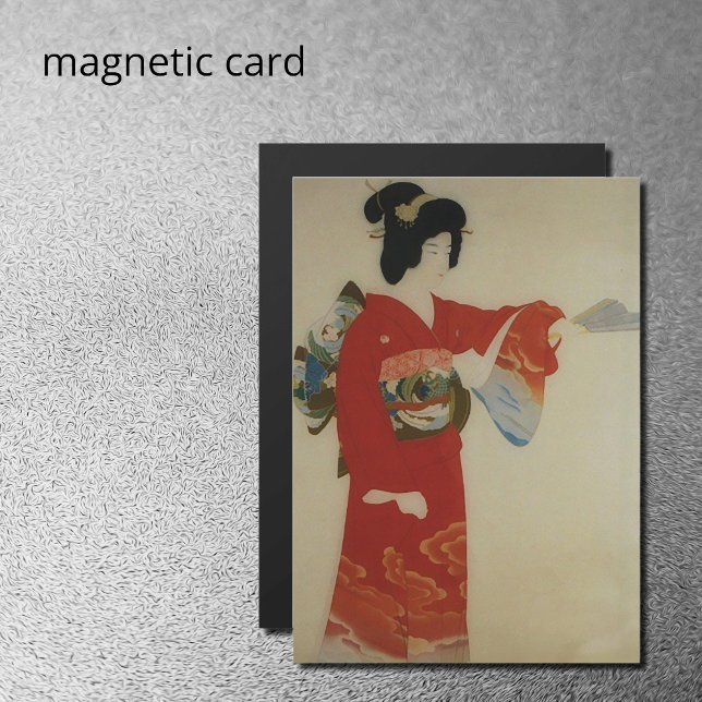 Vintage Japanese woman in red kimono Magnetic Invitation (Creator Uploaded)