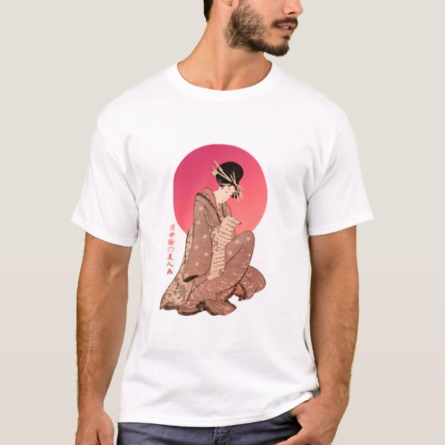 Vintage Japanese Woman Reading a Letter T-Shirt (Front)