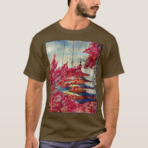 Vintage Japanese Woodblock Art Cherry Blossom Toky T-Shirt