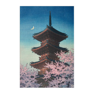 Vintage Japanese Woodblock Spring Evening Pagoda Acrylic Print