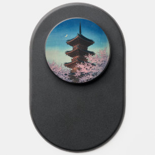 Vintage Japanese Woodblock Spring Evening Pagoda PopSocket