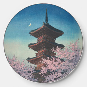 Vintage Japanese Woodblock Spring Evening Pagoda Wireless Charger