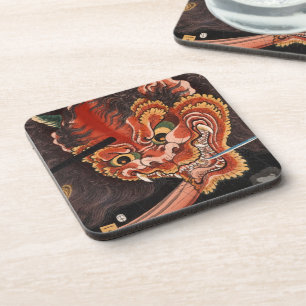 Vintage Japanese Yokai Oni King Fine Art Drink Coaster
