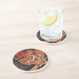 Vintage Japanese Yokai Oni King Fine Art Sandstone Coaster