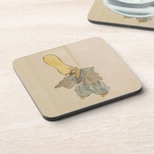 Vintage Japanese Yokai Swordsman Drink Coaster (Left Side)