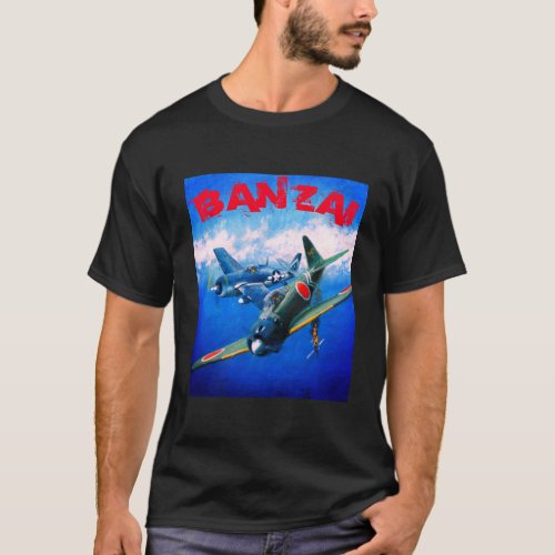Vintage Japanese Zero Dogfight BANZAI T_shirt