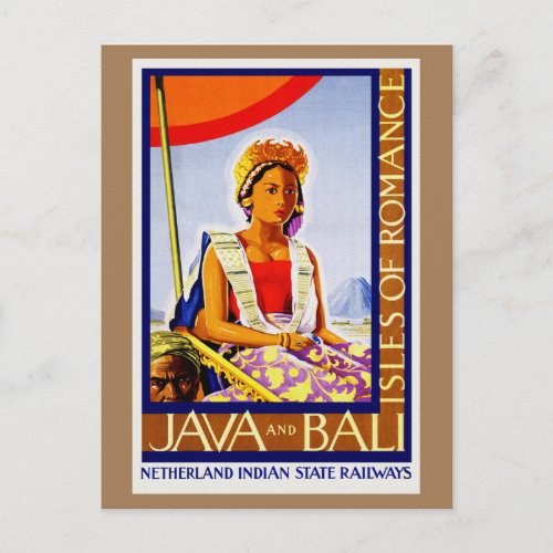 Vintage Java and Bali Indonesia by Railways Postcard