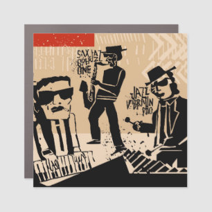 Vintage Jazz Band Poster: Cool Design Car Magnet