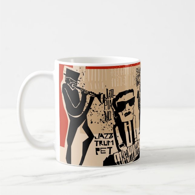 Vintage Jazz Band Poster: Cool Design Coffee Mug (Left)