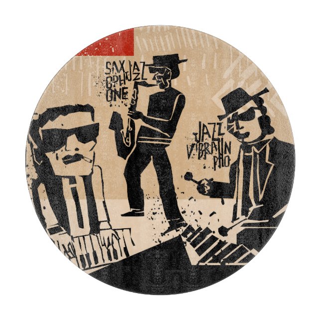 Vintage Jazz Band Poster: Cool Design Cutting Board (Front)