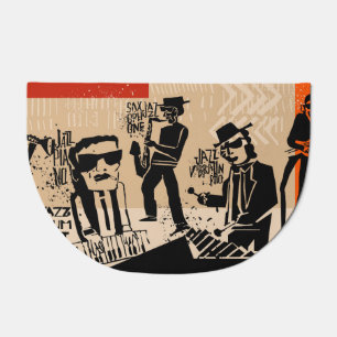 Vintage Jazz Band Poster: Cool Design Doormat