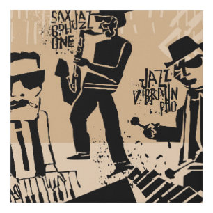 Vintage Jazz Band Poster: Cool Design Faux Canvas Print