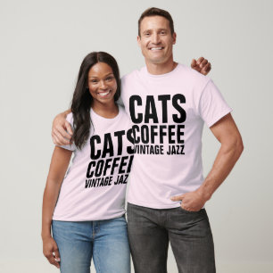 VINTAGE JAZZ, CATS COFFEE CAT T-shirts