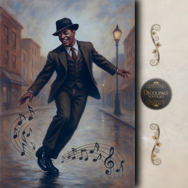 Vintage Jazz Dancer Street Scene Decoupage Tissue Paper (Vintage Jazz Dancer Street Scene Decoupage Tissue Paper)