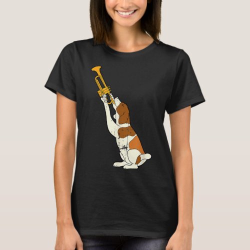 Vintage Jazz Dog Trumpet Funny Puppy Musician Cute T_Shirt