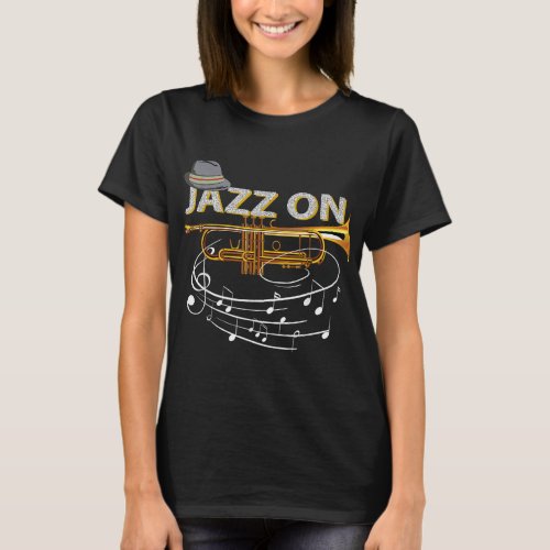 Vintage Jazz On Trumpet Player Blues Music Lovers  T_Shirt