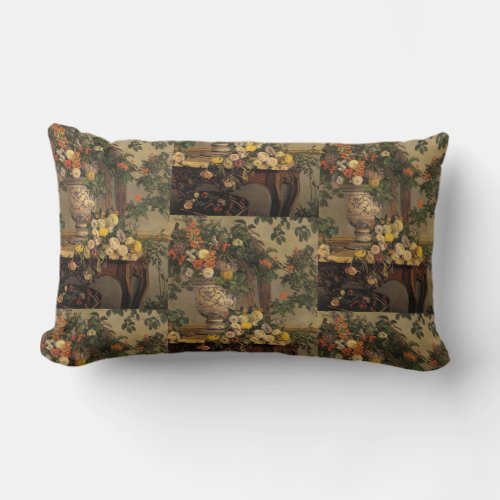 Vintage Jean Frederic Bazille Flowers Lumbar Pillow
