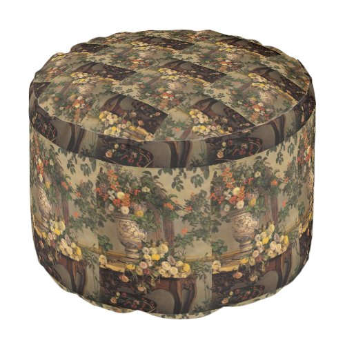 Vintage Jean Frederic Bazille Flowers Pouf