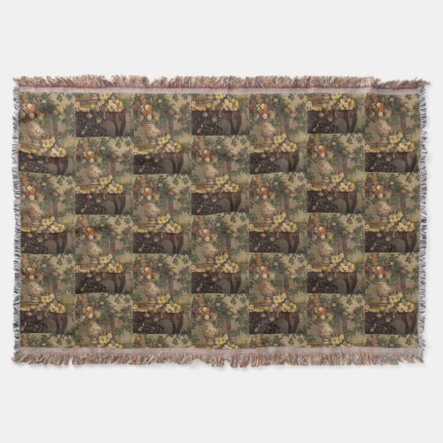 Vintage Jean Frederic Bazille Flowers Throw Blanket