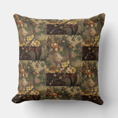 Vintage Jean Frederic Bazille Flowers Throw Pillow