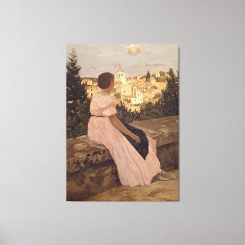 Vintage Jean Frederic Bazille The Pink Dress Canvas Print