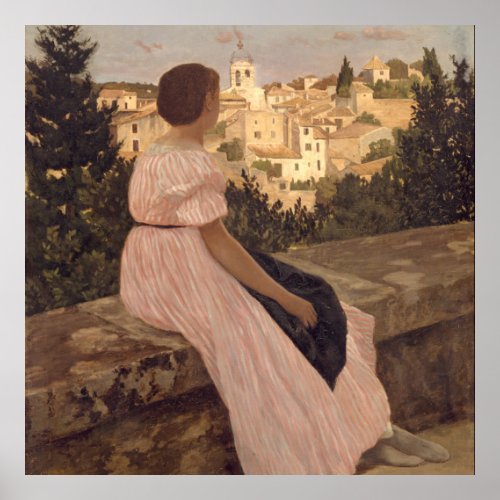 Vintage Jean Frederic Bazille The Pink Dress Poster