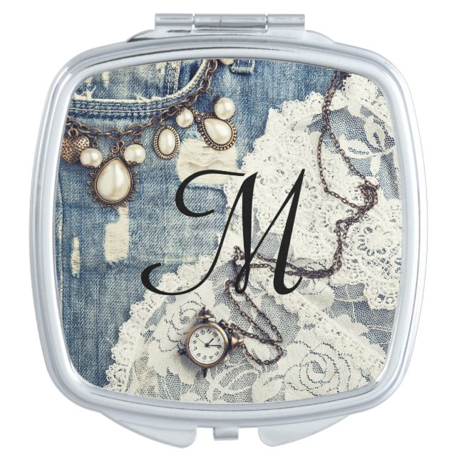 Vintage Jeans Victorian Monogram Compact Mirror (Front)