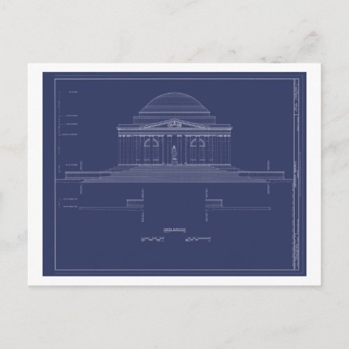Vintage Jefferson Monument Blueprints Postcard