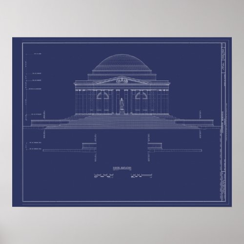 Vintage Jefferson Monument Blueprints Poster