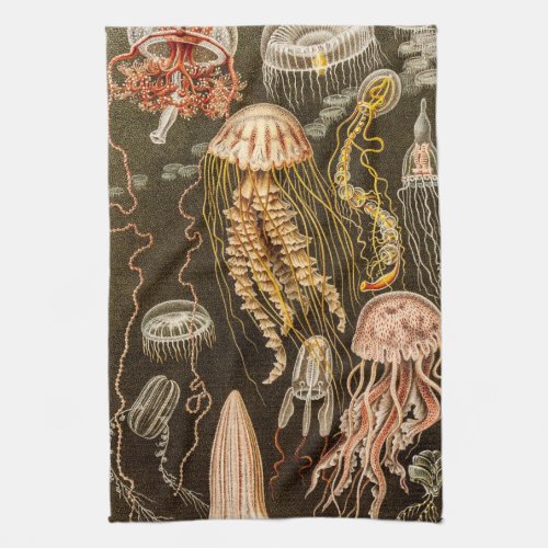 Vintage Jellyfish Antique Jelly Fish Illustration Towel
