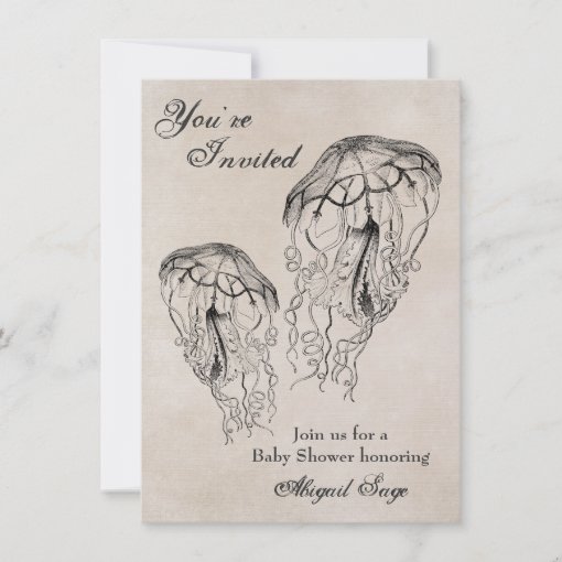 Vintage Jellyfish Baby Shower Beach Invitation | Zazzle