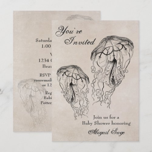 Vintage Jellyfish Beach Baby Shower Invitation