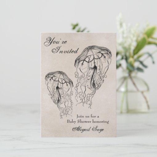 Vintage Jellyfish Baby Shower Beach Invitation | Zazzle