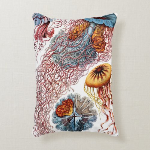 Vintage Jellyfish by Ernst Haeckel Discomedusae Accent Pillow