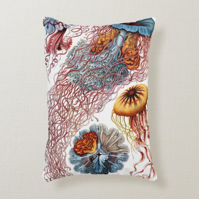 Vintage Jellyfish by Ernst Haeckel, Discomedusae Accent Pillow (Front(Vertical))