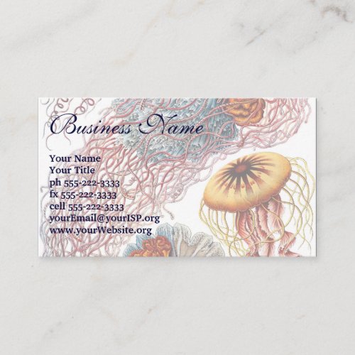 Vintage Jellyfish, Discomedusae by Ernst Haeckel Business Card Templates