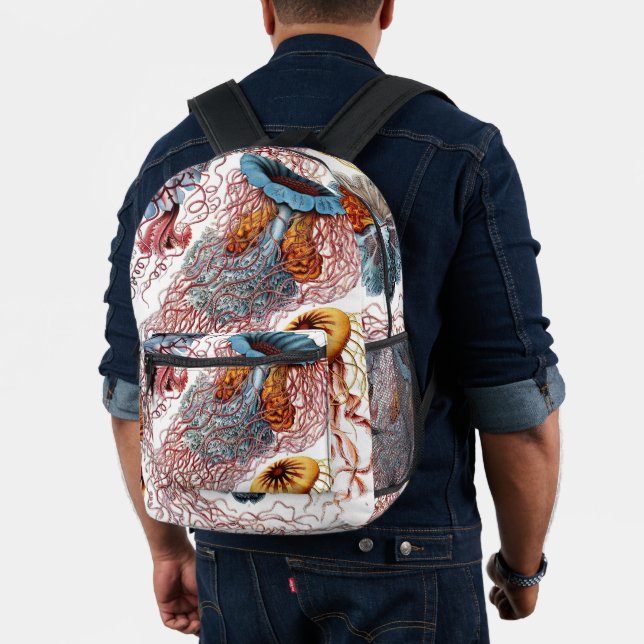 Vintage Jellyfish by Ernst Haeckel, Discomedusae Printed Backpack (Insitu (Model))