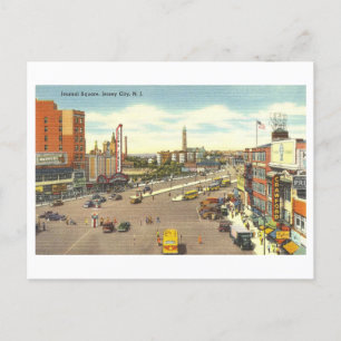 Vintage Jersey City, New Jersey, Downtown View Postcard