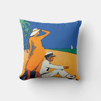 Vintage Jersey Shore, Beach Throw Pillow
