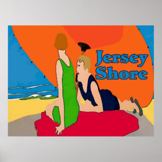 Vintage Jersey Shore, Couple on Beach Poster