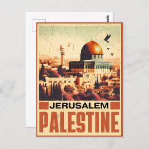 Vintage Jerusalem Al-Aqsa Mosque Dome of the Rock Postcard