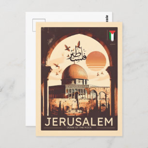 Vintage Jerusalem Al-Aqsa Mosque Dome of the Rock Postcard