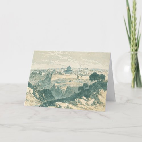 Vintage Jerusalem Dome and Walls Christmas Holiday Card