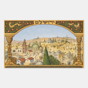 Vintage Jerusalem Panorama Rectangular Sticker