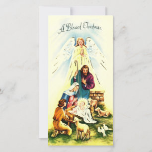 Vintage Jesus A Blessed Christmas Holiday Card
