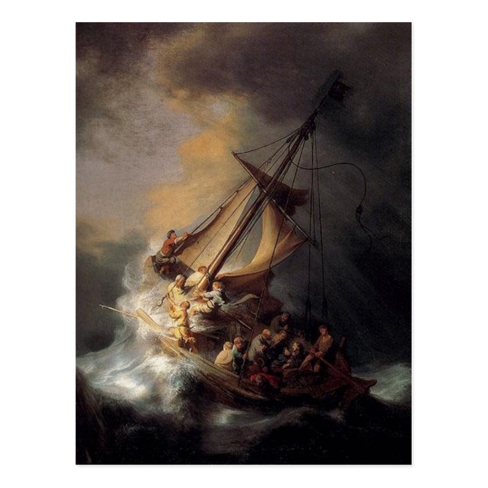 Vintage Jesus Calming Storm Painting Postcard Zazzle Com