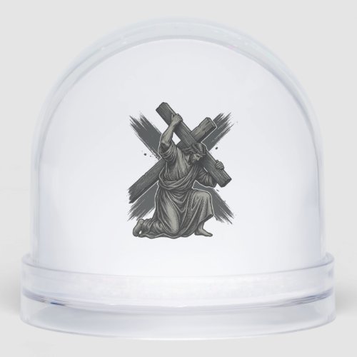 Vintage Jesus Carrying Cross Christian Vector Art Snow Globe
